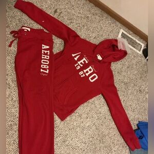 Aeropostale Red Hoodie and Sweatpants Set